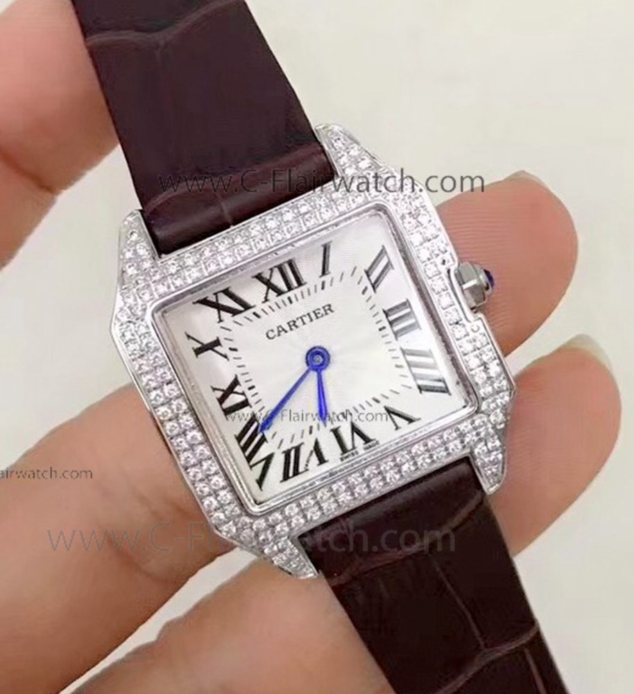 2018 New Cartier Santos Diamond Watch Extra Thin Lady Size